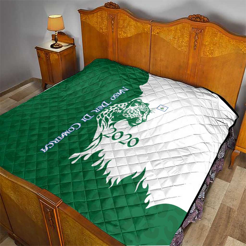 Indigenous Regions of Panama Naso Tjer Di Comarca Quilt with Jaguar Graphic and Green White Territory and Life 2020 - Wonder Print Shop