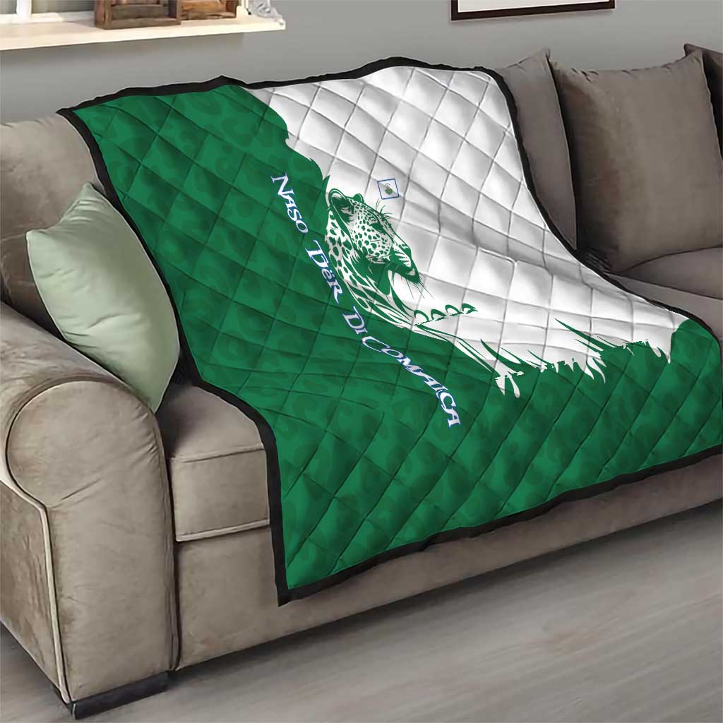 Indigenous Regions of Panama Naso Tjer Di Comarca Quilt with Jaguar Graphic and Green White Territory and Life 2020 - Wonder Print Shop