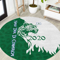 Indigenous Regions of Panama Naso Tjer Di Comarca Round Carpet with Jaguar Graphic and Green White Territory and Life 2020 - Wonder Print Shop
