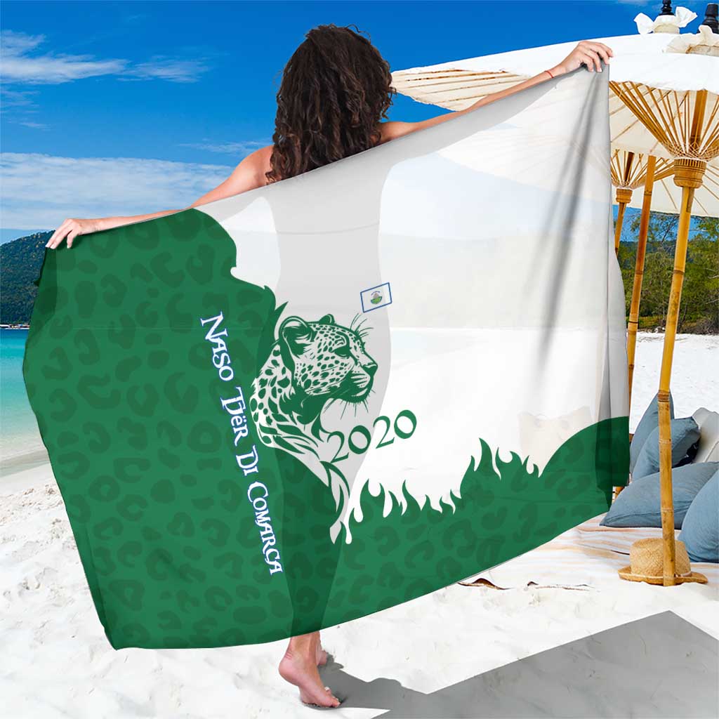 Indigenous Regions of Panama Naso Tjer Di Comarca Sarong with Jaguar Graphic and Green White Territory and Life 2020 - Wonder Print Shop