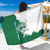 Indigenous Regions of Panama Naso Tjer Di Comarca Sarong with Jaguar Graphic and Green White Territory and Life 2020 - Wonder Print Shop