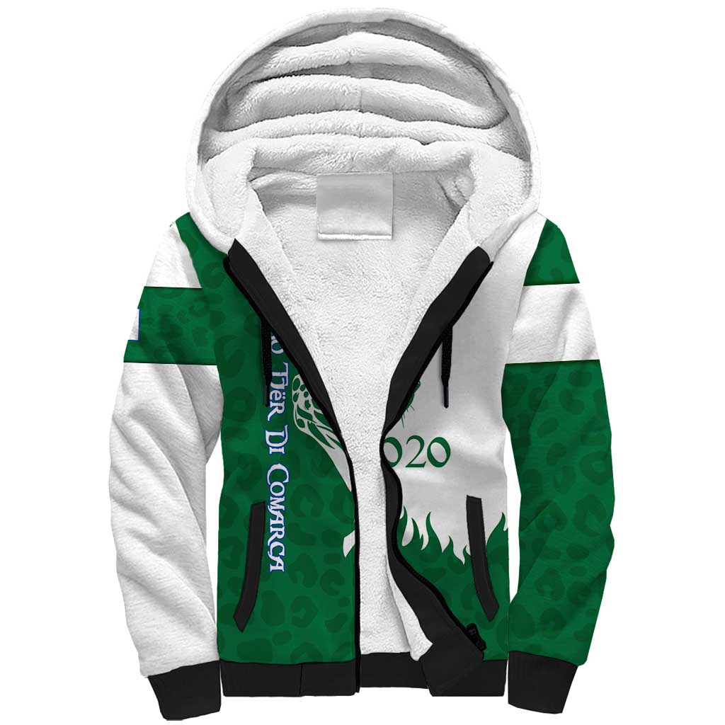 Indigenous Regions of Panama Naso Tjer Di Comarca Sherpa Hoodie with Jaguar Graphic and Green White Territory and Life 2020 - Wonder Print Shop
