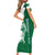 Indigenous Regions of Panama Naso Tjer Di Comarca Short Sleeve Bodycon Dress with Jaguar Graphic and Green White Territory and Life 2020 - Wonder Print Shop