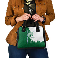 Indigenous Regions of Panama Naso Tjer Di Comarca Shoulder Handbag with Jaguar Graphic and Green White Territory and Life 2020 - Wonder Print Shop