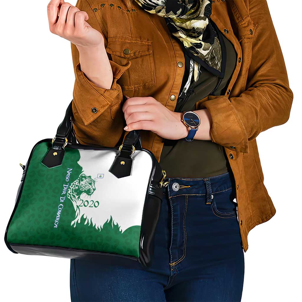 Indigenous Regions of Panama Naso Tjer Di Comarca Shoulder Handbag with Jaguar Graphic and Green White Territory and Life 2020 - Wonder Print Shop