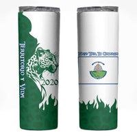 Indigenous Regions of Panama Naso Tjer Di Comarca Skinny Tumbler with Jaguar Graphic and Green White Territory and Life 2020 - Wonder Print Shop