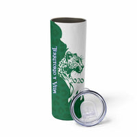 Indigenous Regions of Panama Naso Tjer Di Comarca Skinny Tumbler with Jaguar Graphic and Green White Territory and Life 2020 - Wonder Print Shop