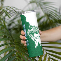 Indigenous Regions of Panama Naso Tjer Di Comarca Skinny Tumbler with Jaguar Graphic and Green White Territory and Life 2020 - Wonder Print Shop