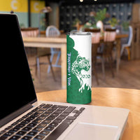 Indigenous Regions of Panama Naso Tjer Di Comarca Skinny Tumbler with Jaguar Graphic and Green White Territory and Life 2020 - Wonder Print Shop
