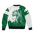 Indigenous Regions of Panama Naso Tjer Di Comarca Sleeve Zip Bomber Jacket with Jaguar Graphic and Green White Territory and Life 2020 - Wonder Print Shop