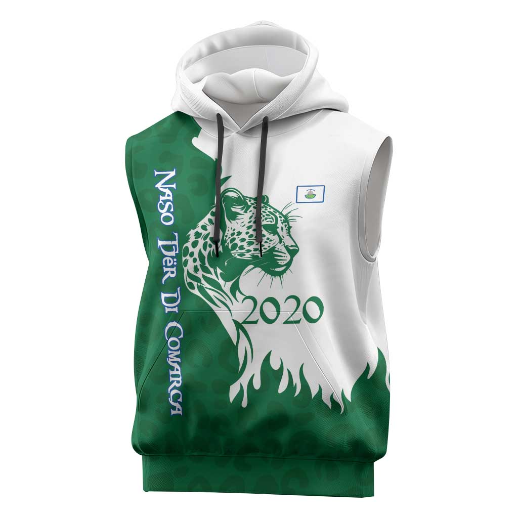 Indigenous Regions of Panama Naso Tjer Di Comarca Sleeveless Hoodie with Jaguar Graphic and Green White Territory and Life 2020 - Wonder Print Shop