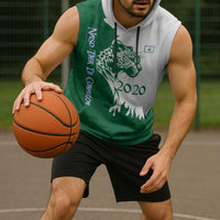 Indigenous Regions of Panama Naso Tjer Di Comarca Sleeveless Hoodie with Jaguar Graphic and Green White Territory and Life 2020 - Wonder Print Shop