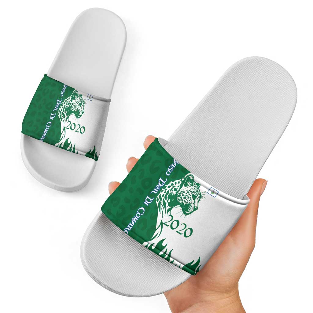 Indigenous Regions of Panama Naso Tjer Di Comarca Slide Sandals with Jaguar Graphic and Green White Territory and Life 2020 - Wonder Print Shop