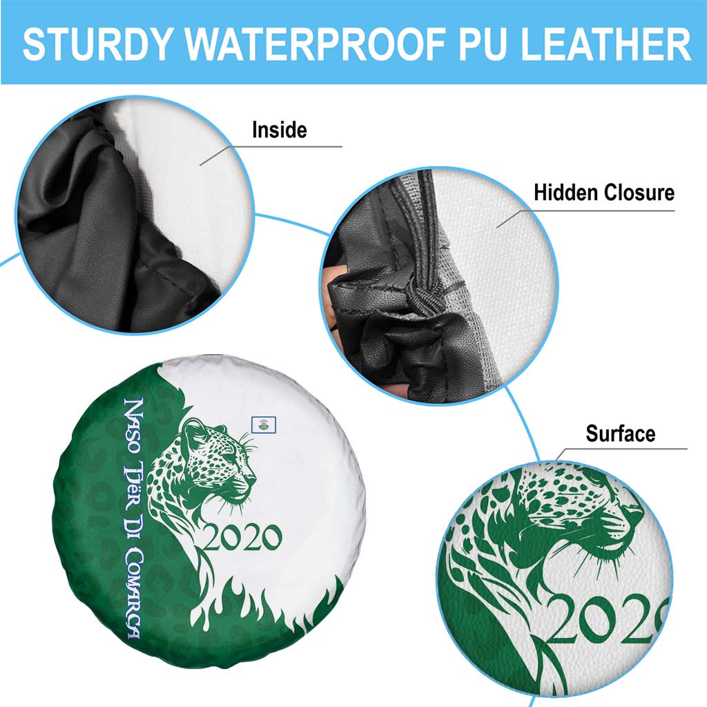 Indigenous Regions of Panama Naso Tjer Di Comarca Spare Tire Cover with Jaguar Graphic and Green White Territory and Life 2020 - Wonder Print Shop