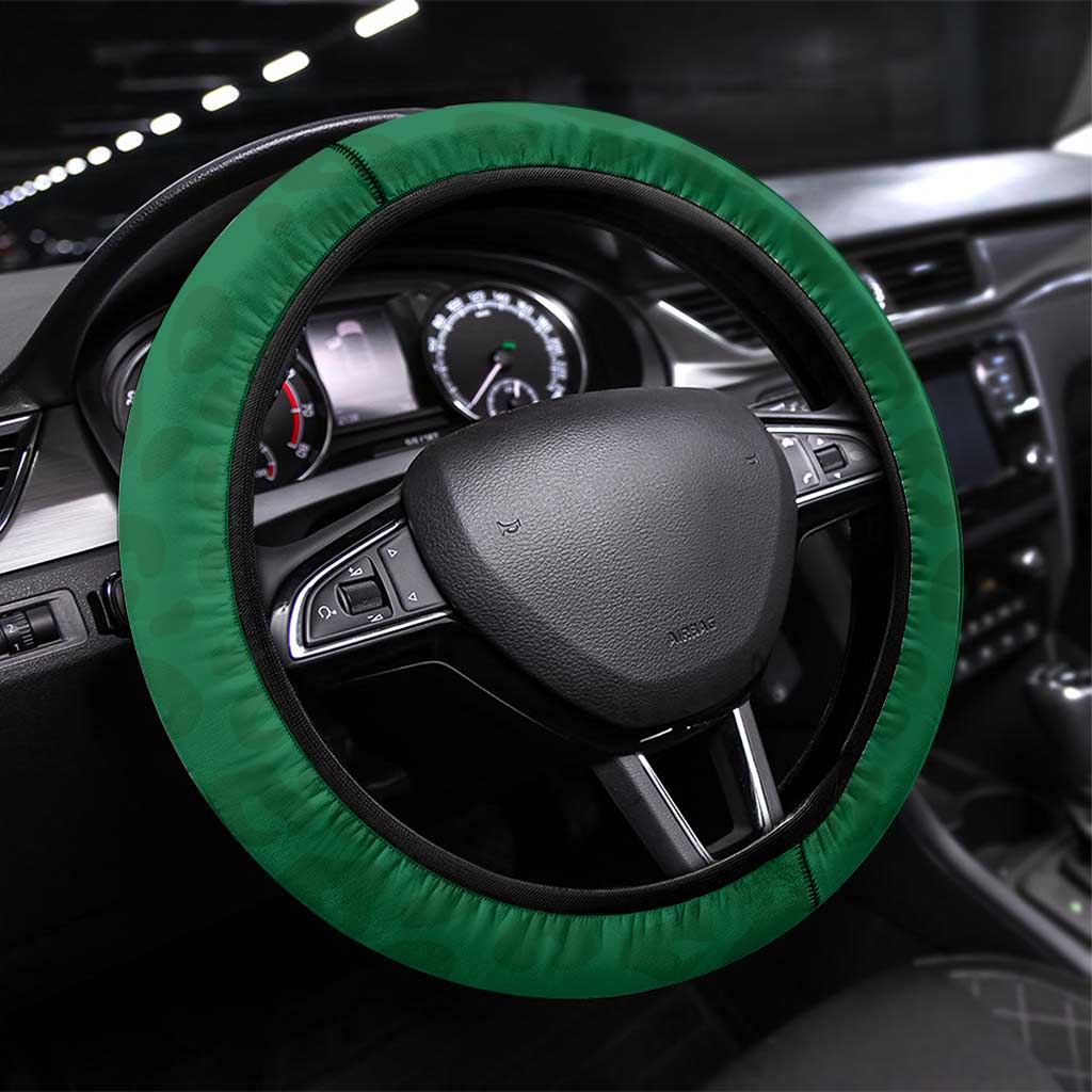 Indigenous Regions of Panama Naso Tjer Di Comarca Steering Wheel Cover with Jaguar Graphic and Green White Territory and Life 2020 - Wonder Print Shop