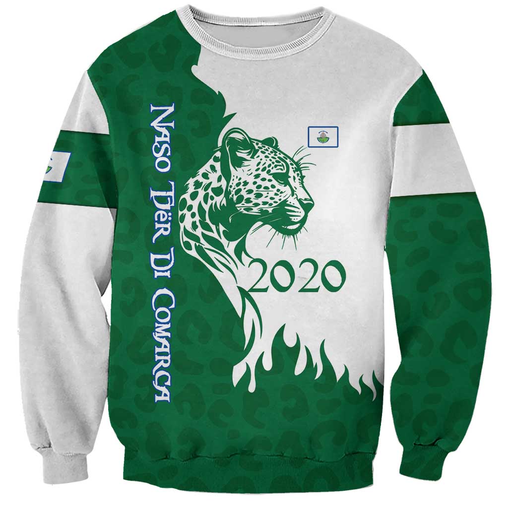 Indigenous Regions of Panama Naso Tjer Di Comarca Sweatshirt with Jaguar Graphic and Green White Territory and Life 2020 - Wonder Print Shop