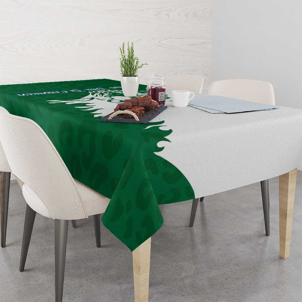 Indigenous Regions of Panama Naso Tjer Di Comarca Tablecloth with Jaguar Graphic and Green White Territory and Life 2020 - Wonder Print Shop