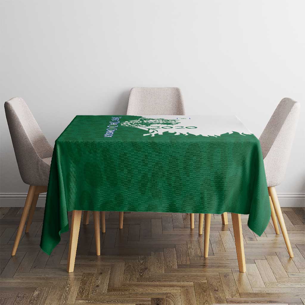 Indigenous Regions of Panama Naso Tjer Di Comarca Tablecloth with Jaguar Graphic and Green White Territory and Life 2020 - Wonder Print Shop