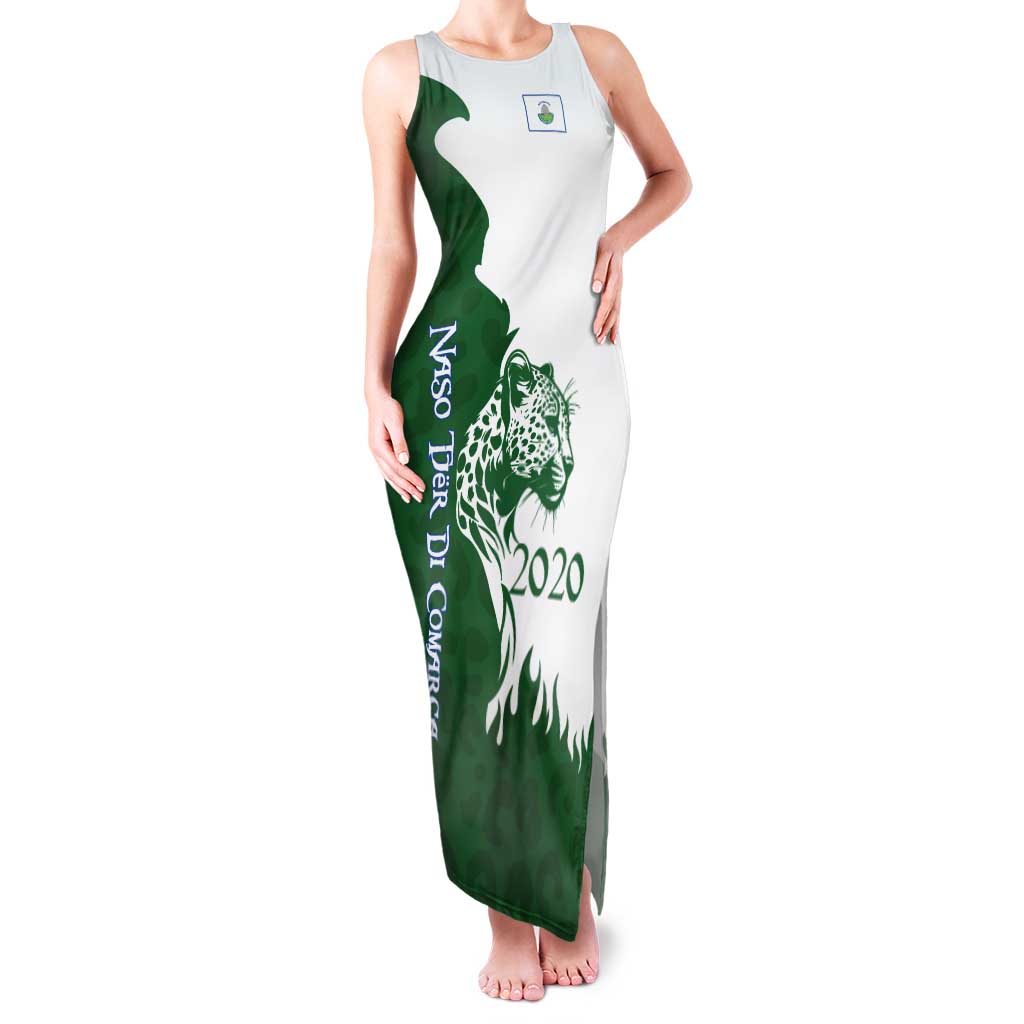 Indigenous Regions of Panama Naso Tjer Di Comarca Tank Maxi Dress with Jaguar Graphic and Green White Territory and Life 2020 - Wonder Print Shop
