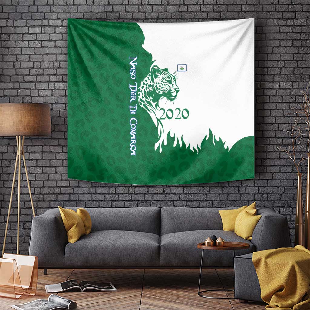 Indigenous Regions of Panama Naso Tjer Di Comarca Tapestry with Jaguar Graphic and Green White Territory and Life 2020 - Wonder Print Shop