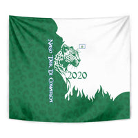 Indigenous Regions of Panama Naso Tjer Di Comarca Tapestry with Jaguar Graphic and Green White Territory and Life 2020 - Wonder Print Shop