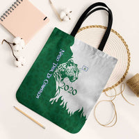 Indigenous Regions of Panama Naso Tjer Di Comarca Tote Bag with Jaguar Graphic and Green White Territory and Life 2020 - Wonder Print Shop