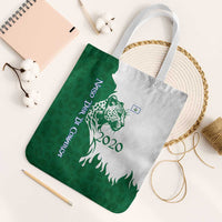 Indigenous Regions of Panama Naso Tjer Di Comarca Tote Bag with Jaguar Graphic and Green White Territory and Life 2020 - Wonder Print Shop