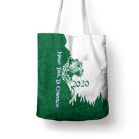 Indigenous Regions of Panama Naso Tjer Di Comarca Tote Bag with Jaguar Graphic and Green White Territory and Life 2020 - Wonder Print Shop