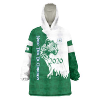 Indigenous Regions of Panama Naso Tjer Di Comarca Wearable Blanket Hoodie with Jaguar Graphic and Green White Territory and Life 2020 - Wonder Print Shop