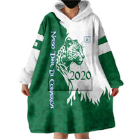 Indigenous Regions of Panama Naso Tjer Di Comarca Wearable Blanket Hoodie with Jaguar Graphic and Green White Territory and Life 2020 - Wonder Print Shop