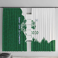 Indigenous Regions of Panama Naso Tjer Di Comarca Window Curtain with Jaguar Graphic and Green White Territory and Life 2020 - Wonder Print Shop
