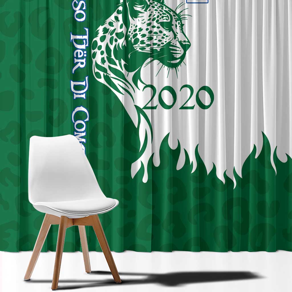 Indigenous Regions of Panama Naso Tjer Di Comarca Window Curtain with Jaguar Graphic and Green White Territory and Life 2020 - Wonder Print Shop