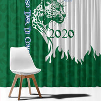 Indigenous Regions of Panama Naso Tjer Di Comarca Window Curtain with Jaguar Graphic and Green White Territory and Life 2020 - Wonder Print Shop