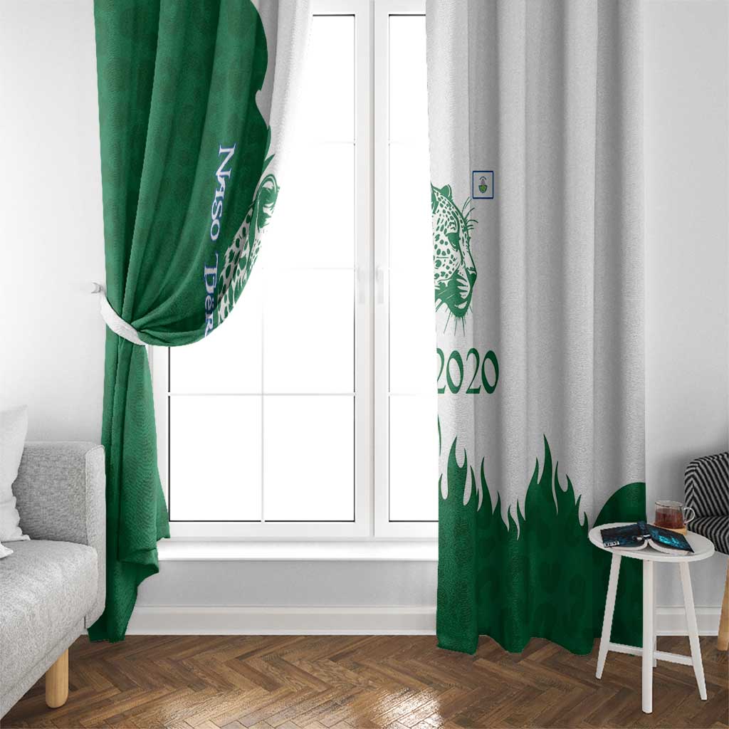 Indigenous Regions of Panama Naso Tjer Di Comarca Window Curtain with Jaguar Graphic and Green White Territory and Life 2020 - Wonder Print Shop