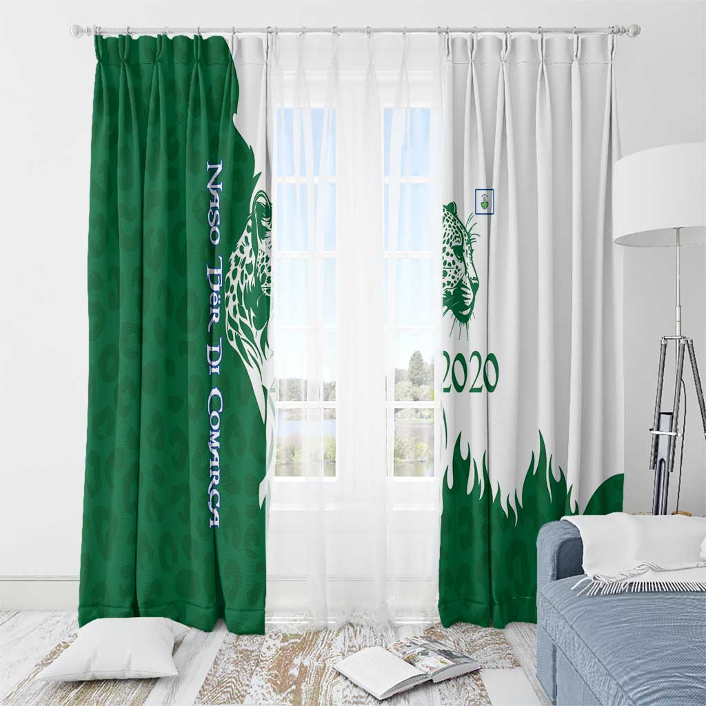 Indigenous Regions of Panama Naso Tjer Di Comarca Window Curtain with Jaguar Graphic and Green White Territory and Life 2020 - Wonder Print Shop