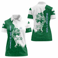 Indigenous Regions of Panama Naso Tjer Di Comarca Women Polo Shirt with Jaguar Graphic and Green White Territory and Life 2020 - Wonder Print Shop