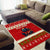 Iceland Christmas Area Rug with Red Snowflake Pattern Yule Cat and National Coat of Arms Motif - Wonder Print Shop