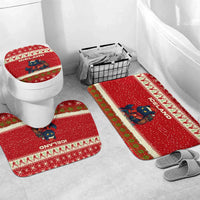 Iceland Christmas Bathroom Set with Red Snowflake Pattern Yule Cat and National Coat of Arms Motif - Wonder Print Shop