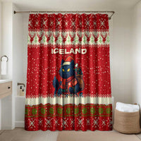 Iceland Christmas Bathroom Set with Red Snowflake Pattern Yule Cat and National Coat of Arms Motif - Wonder Print Shop