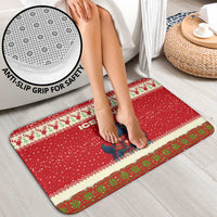 Iceland Christmas Bathroom Set with Red Snowflake Pattern Yule Cat and National Coat of Arms Motif - Wonder Print Shop