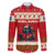 Iceland Christmas Family Matching Mermaid Dress and Hawaiian Shirt with Red Snowflake Pattern Yule Cat and National Coat of Arms Motif - Wonder Print Shop