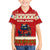 Iceland Christmas Family Matching Short Sleeve Bodycon Dress and Hawaiian Shirt with Red Snowflake Pattern Yule Cat and National Coat of Arms Motif - Wonder Print Shop