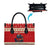 Iceland Christmas Leather Bag with Red Snowflake Pattern Yule Cat and National Coat of Arms Motif - Wonder Print Shop
