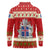 Iceland Christmas Long Sleeve Polo Shirt with Red Snowflake Pattern Yule Cat and National Coat of Arms Motif - Wonder Print Shop
