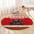 Iceland Christmas Round Carpet with Red Snowflake Pattern Yule Cat and National Coat of Arms Motif - Wonder Print Shop