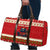 Iceland Christmas Travel Bag with Red Snowflake Pattern Yule Cat and National Coat of Arms Motif - Wonder Print Shop