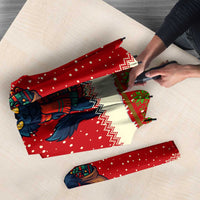 Iceland Christmas Umbrella with Red Snowflake Pattern Yule Cat and National Coat of Arms Motif - Wonder Print Shop