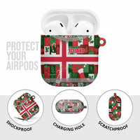 Iceland Christmas AirPods Case with Green & Red Candy Cane Pattern Santa Claus and National Flag Motif - Wonder Print Shop