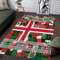 Iceland Christmas Area Rug with Green & Red Candy Cane Pattern Santa Claus and National Flag Motif - Wonder Print Shop