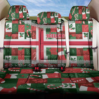 Iceland Christmas Back Car Seat Cover with Green & Red Candy Cane Pattern Santa Claus and National Flag Motif - Wonder Print Shop